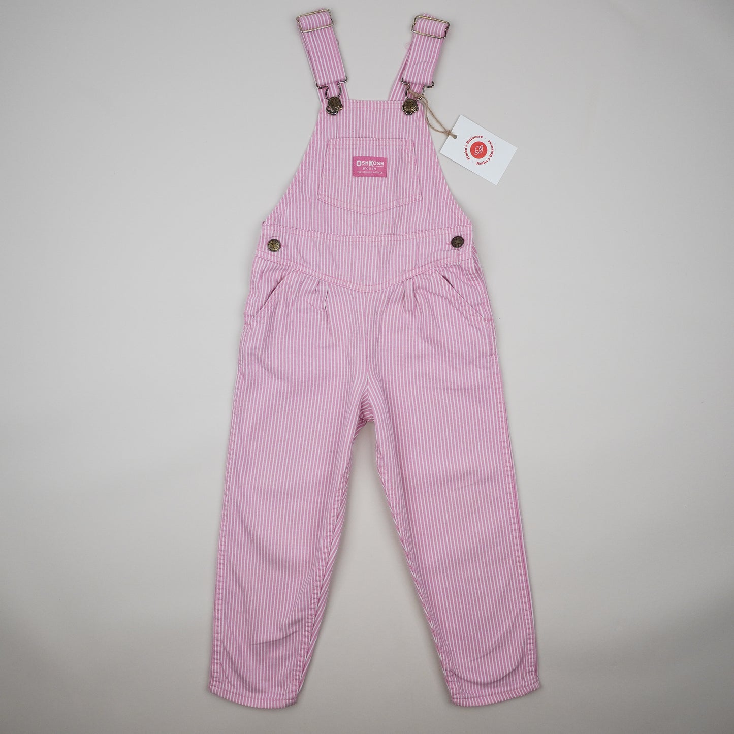 Pink Vintage OshKosh Hickory Stripe Overalls