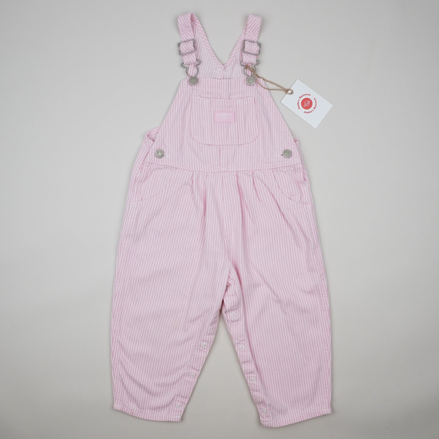 Pink Vintage Hickory Stripe Overalls