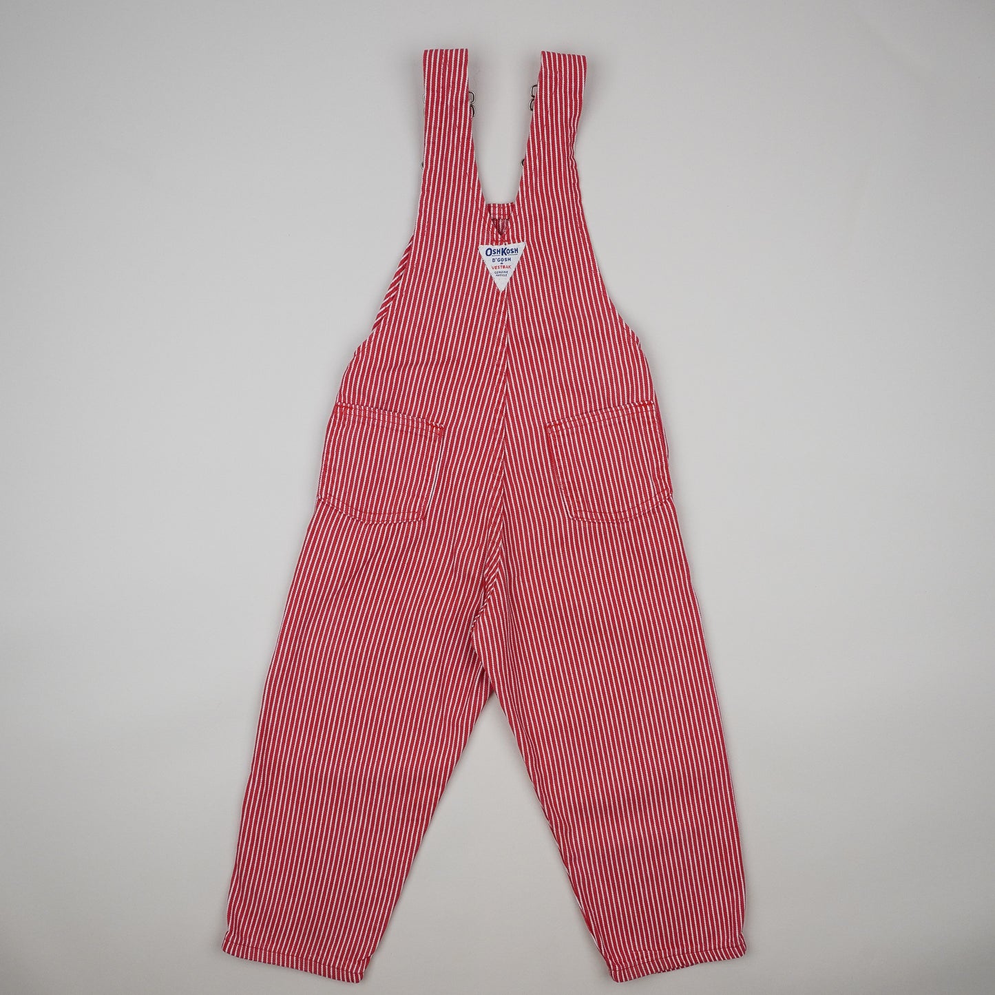 Red Vintage OshKosh Hickory Stripe Overalls
