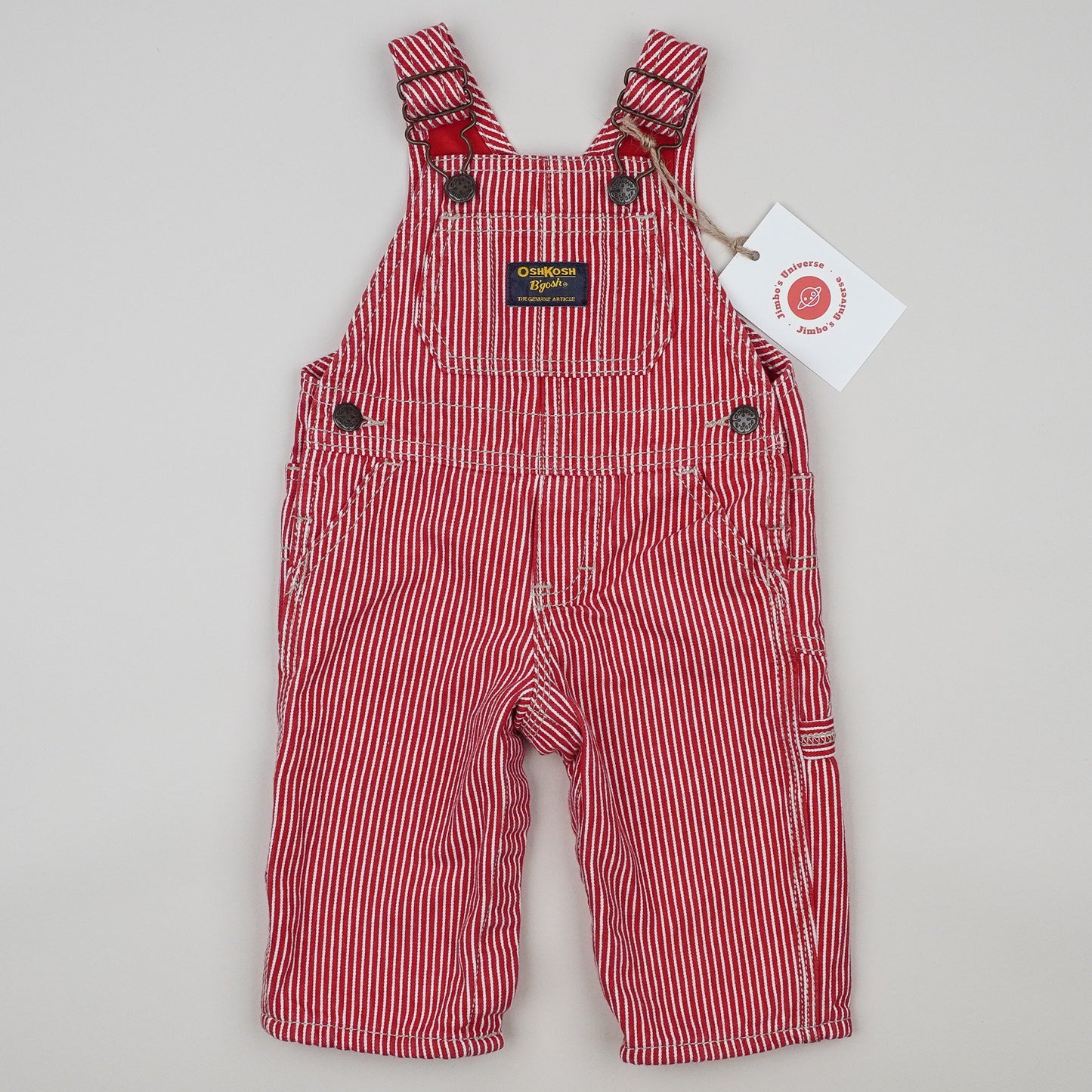 Red OshKosh Hickory Stripe Overalls