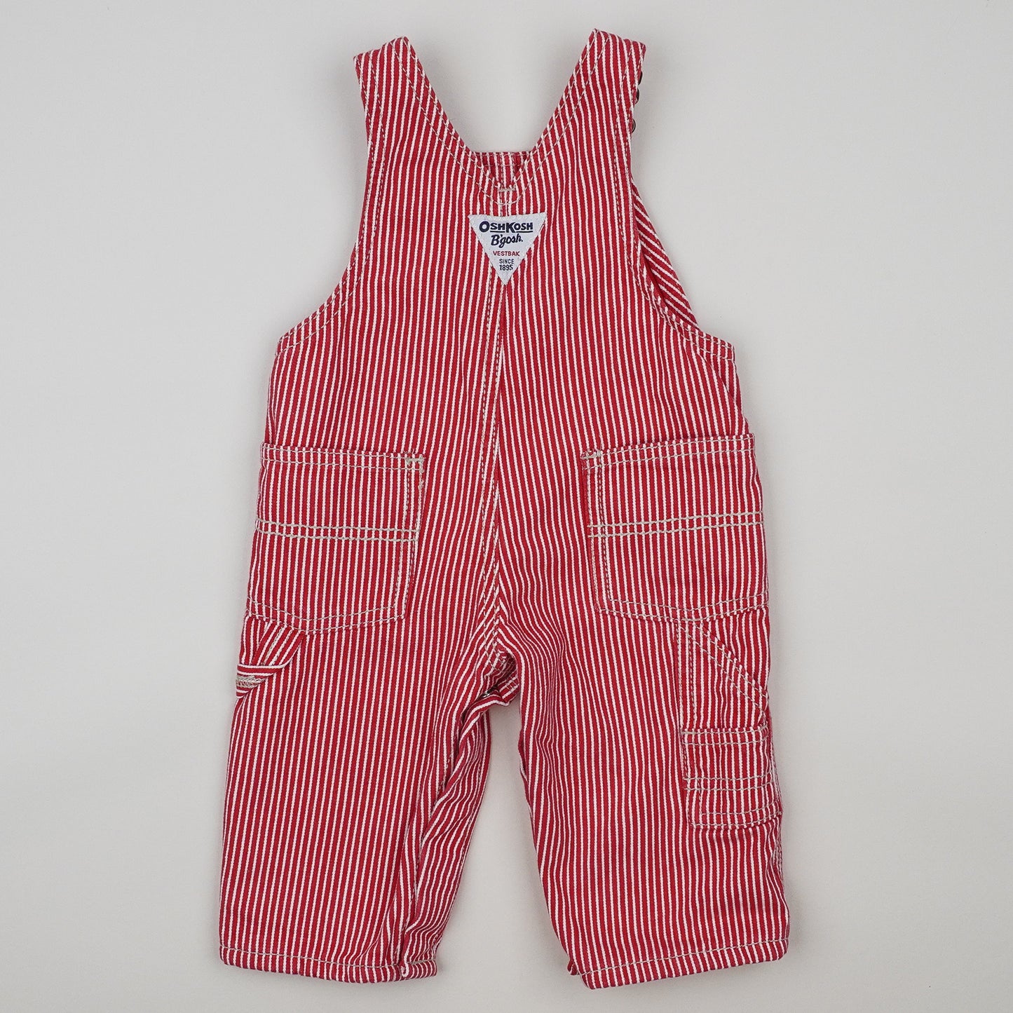 Red OshKosh Hickory Stripe Overalls