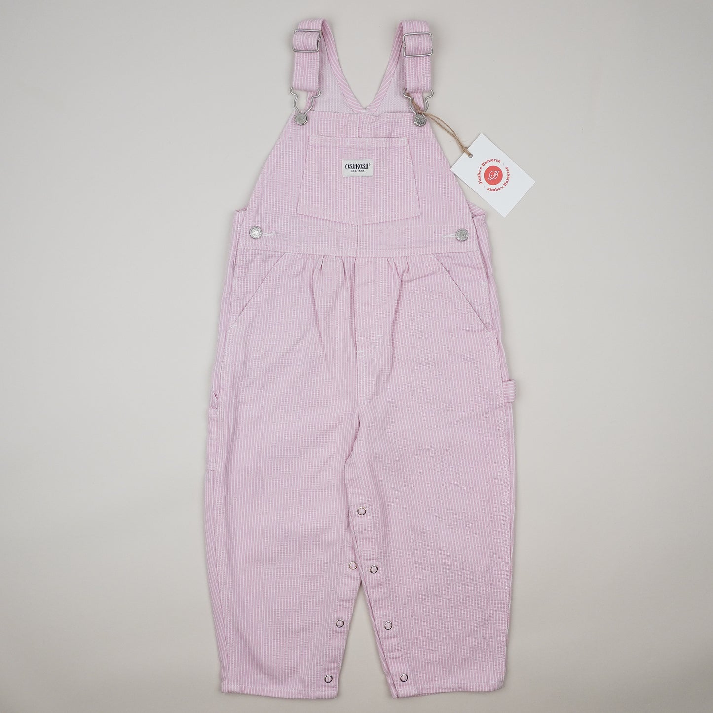 Pink Vintage OshKosh Hickory Stripe Overalls
