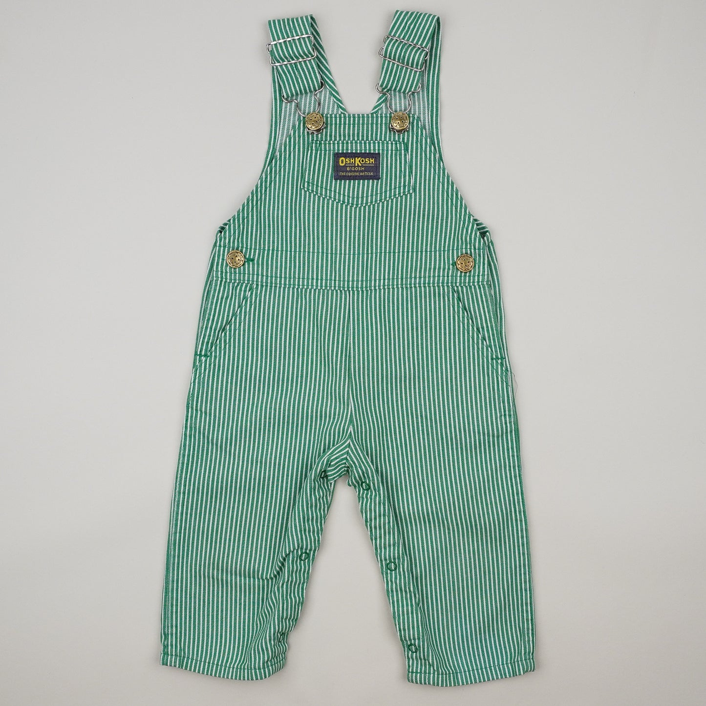 Green Vintage OshKosh Hickory Stripe Overalls