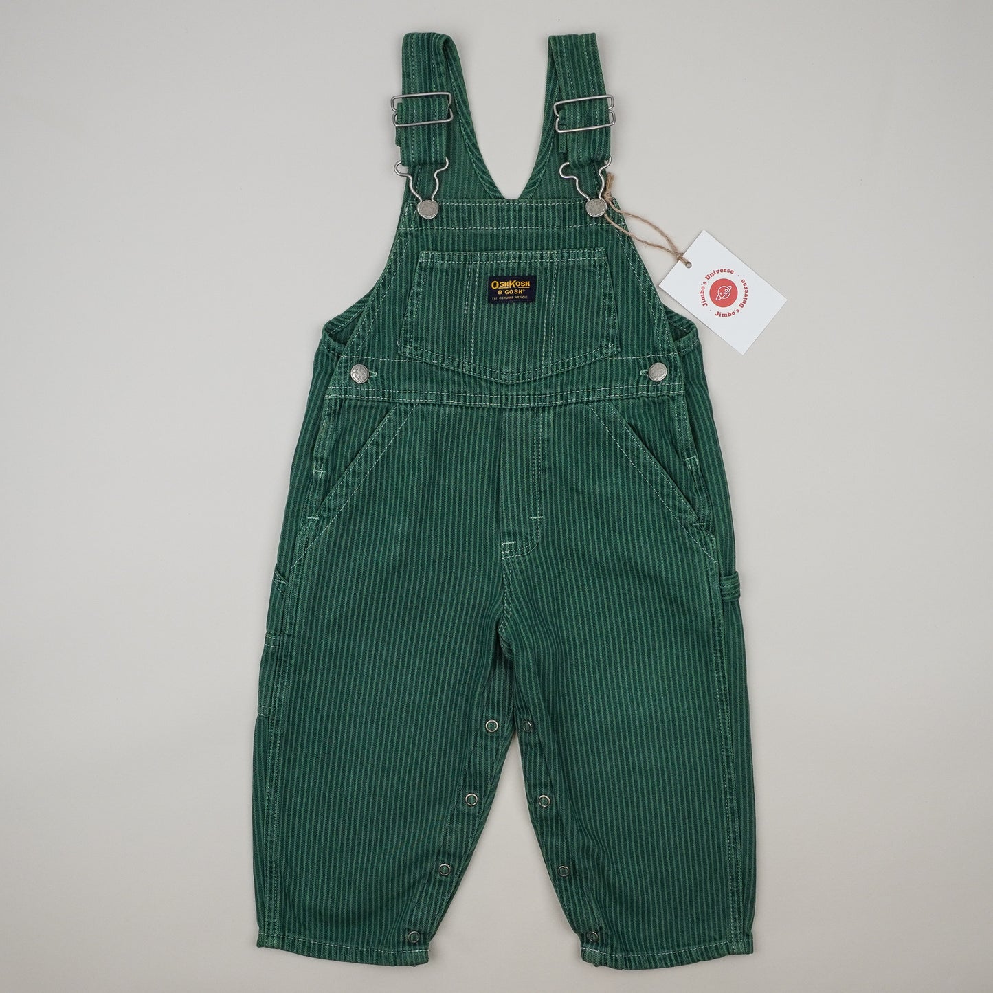 Green OshKosh Hickory Stripe Overalls