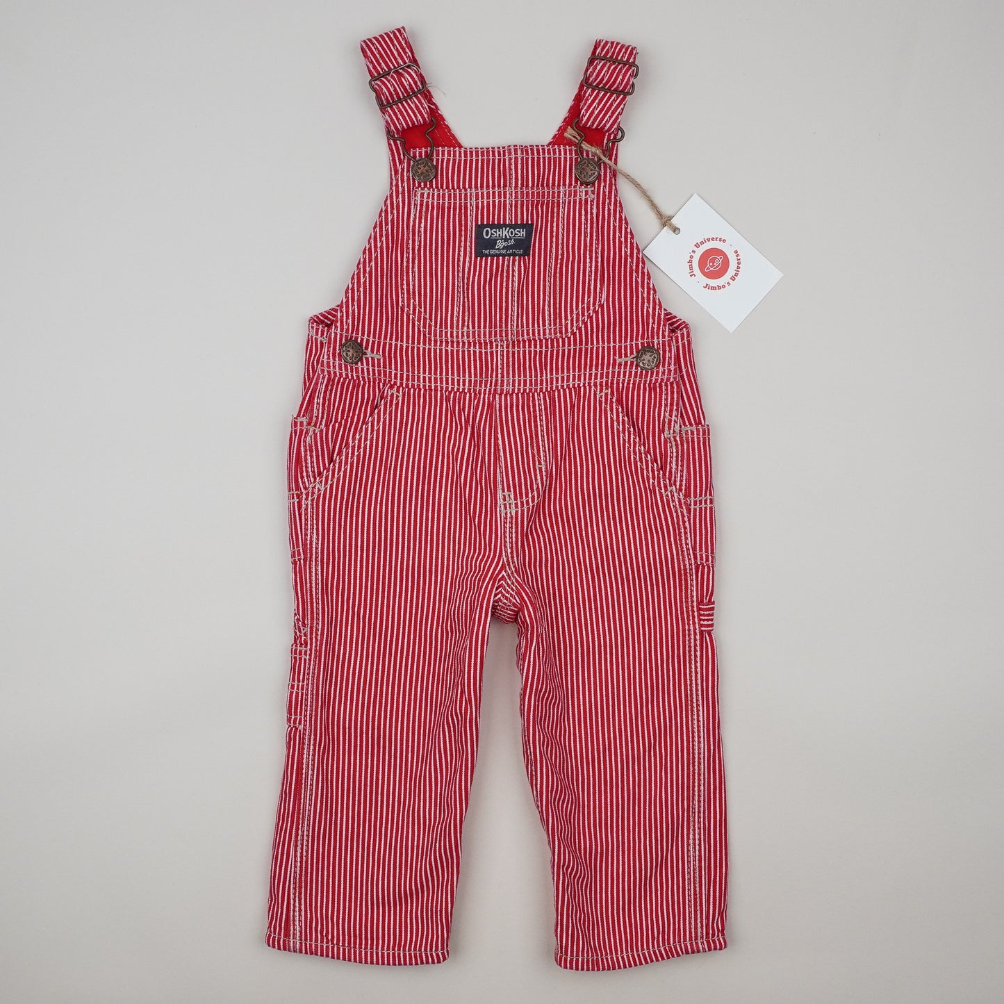 Red OshKosh Hickory Stripe Overalls