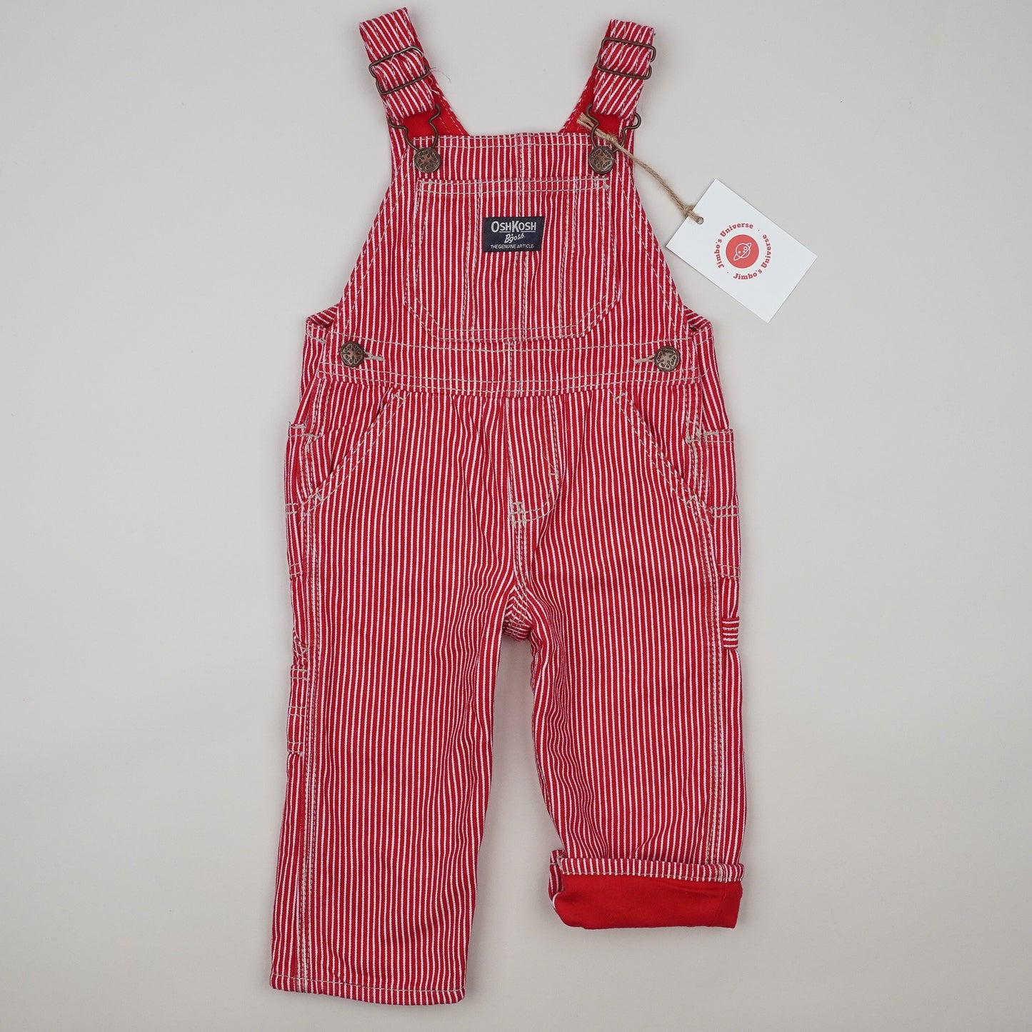 Red OshKosh Hickory Stripe Overalls
