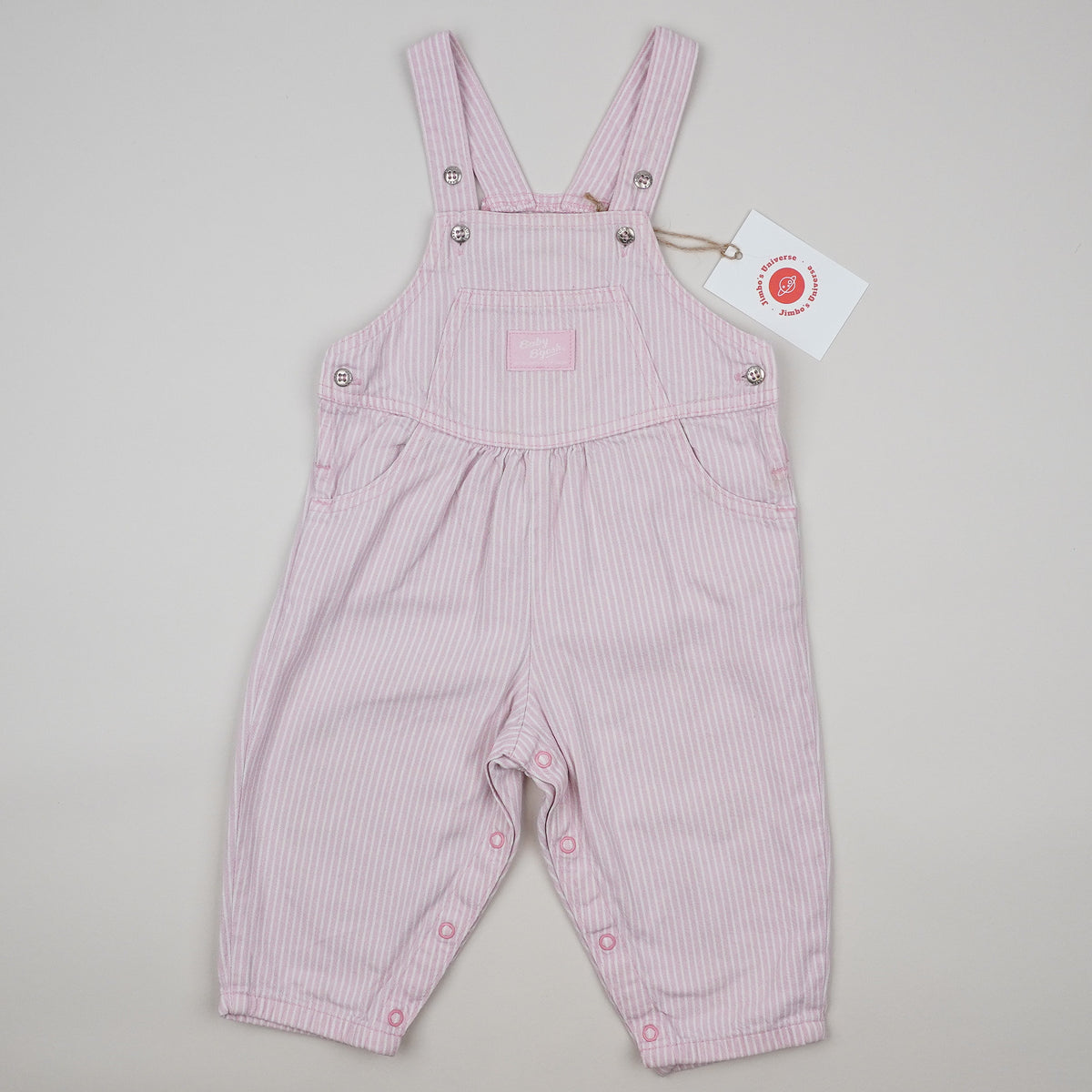 Pink Vintage OshKosh Hickory Stripe Overalls