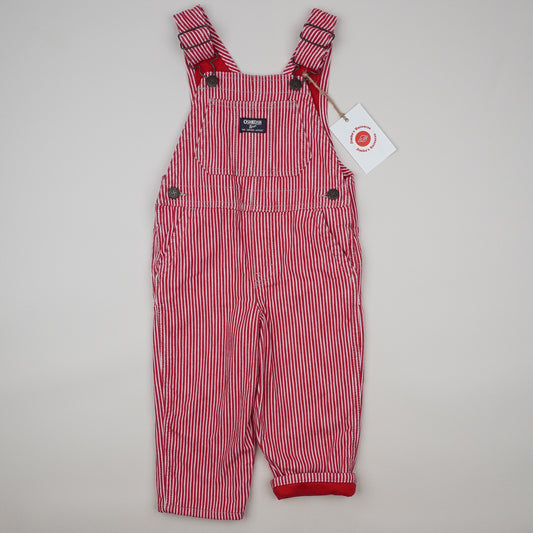 Red Lined OshKosh Hickory Stripe Overalls