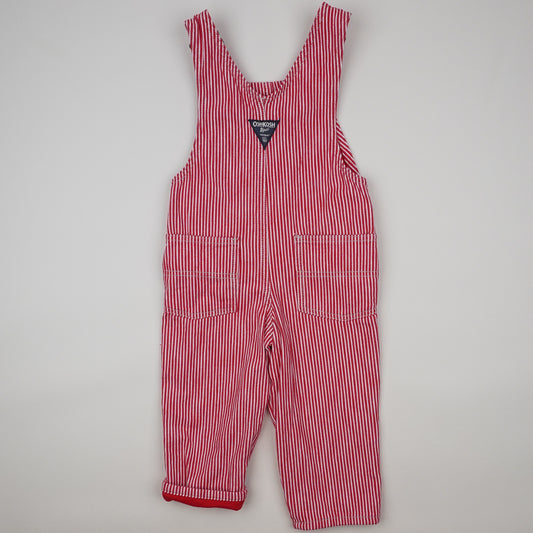 Red Lined OshKosh Hickory Stripe Overalls
