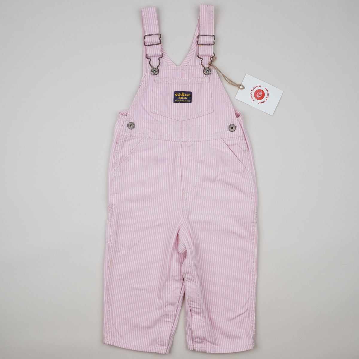 Pink Vintage OshKosh Hickory Stripe Overalls