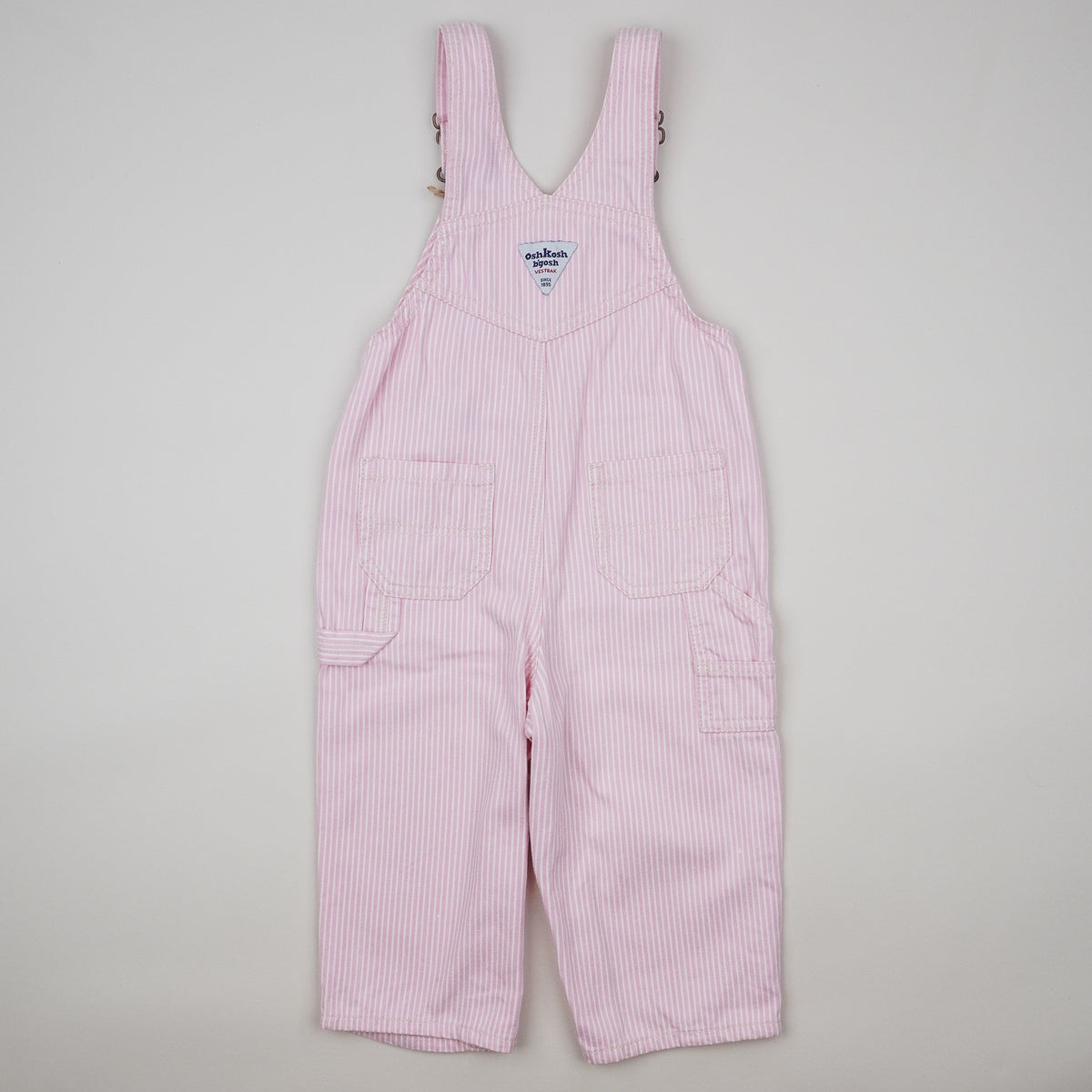 Pink Vintage OshKosh Hickory Stripe Overalls