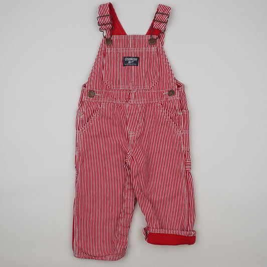 Lined Red OshKosh Hickory Stripe Overalls