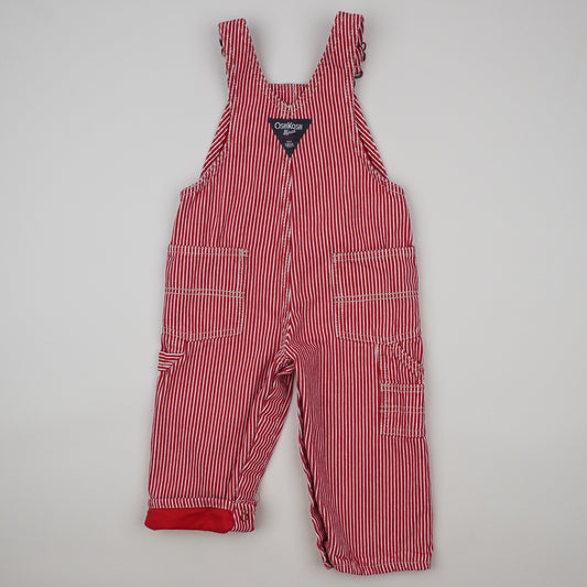 Lined Red OshKosh Hickory Stripe Overalls