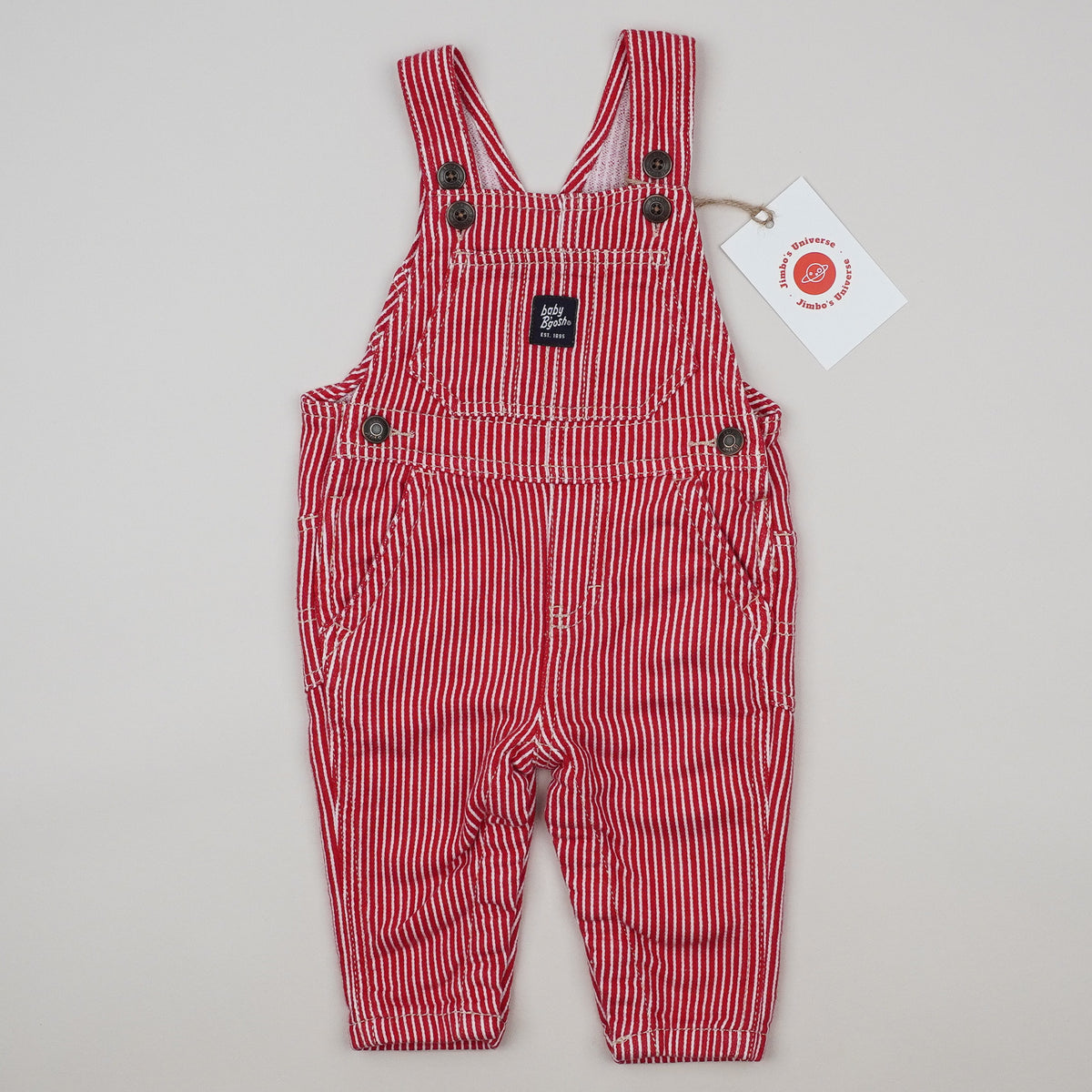 Red OshKosh Hickory Stripe Overalls