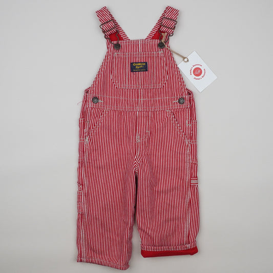 Red Lined OshKosh Hickory Stripe Overalls