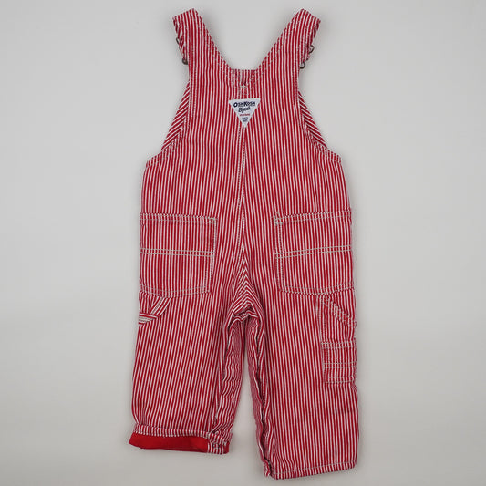 Red Lined OshKosh Hickory Stripe Overalls