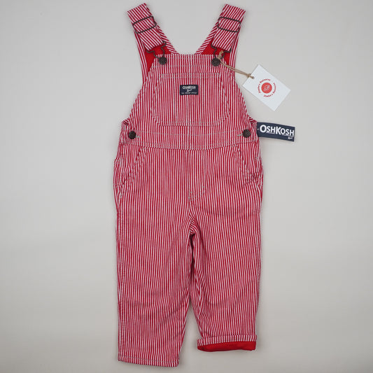 NWT Red Lined OshKosh Hickory Stripe Overalls