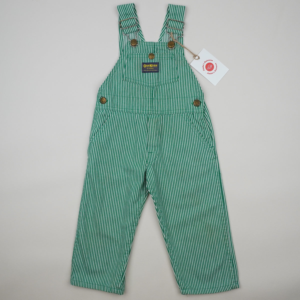 Green Vintage OshKosh Hickory Stripe Overalls
