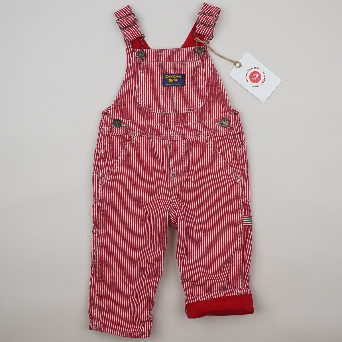 Red Lined OshKosh Hickory Striped Overalls
