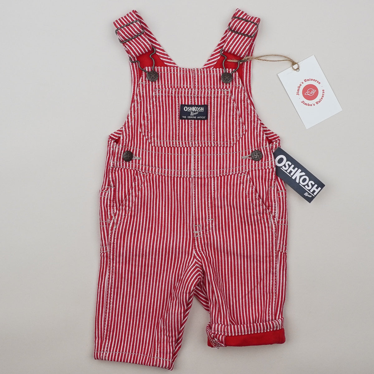 Red OshKosh Hickory Stripe Overalls
