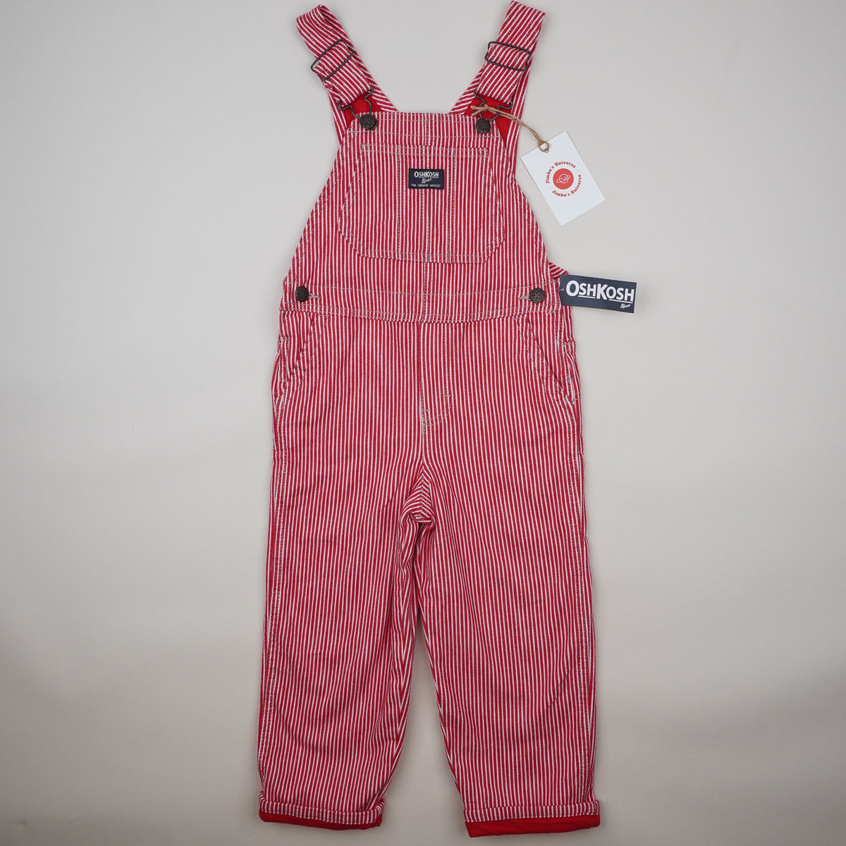Red OshKosh Hickory Stripe Overalls