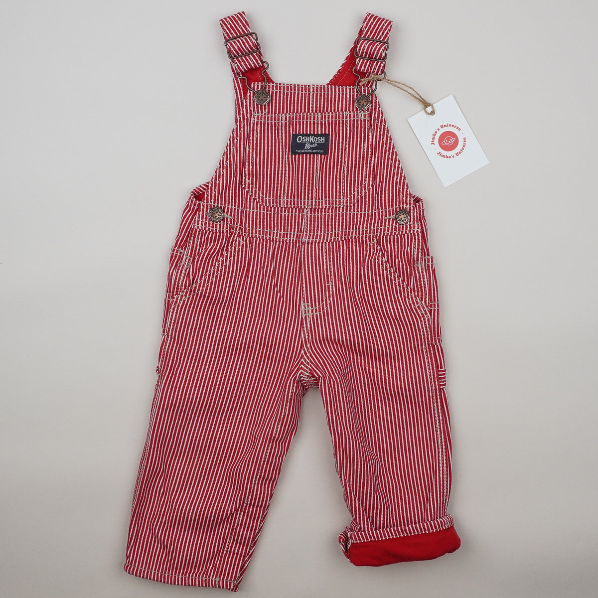 Red OshKosh Hickory Stripe Overalls