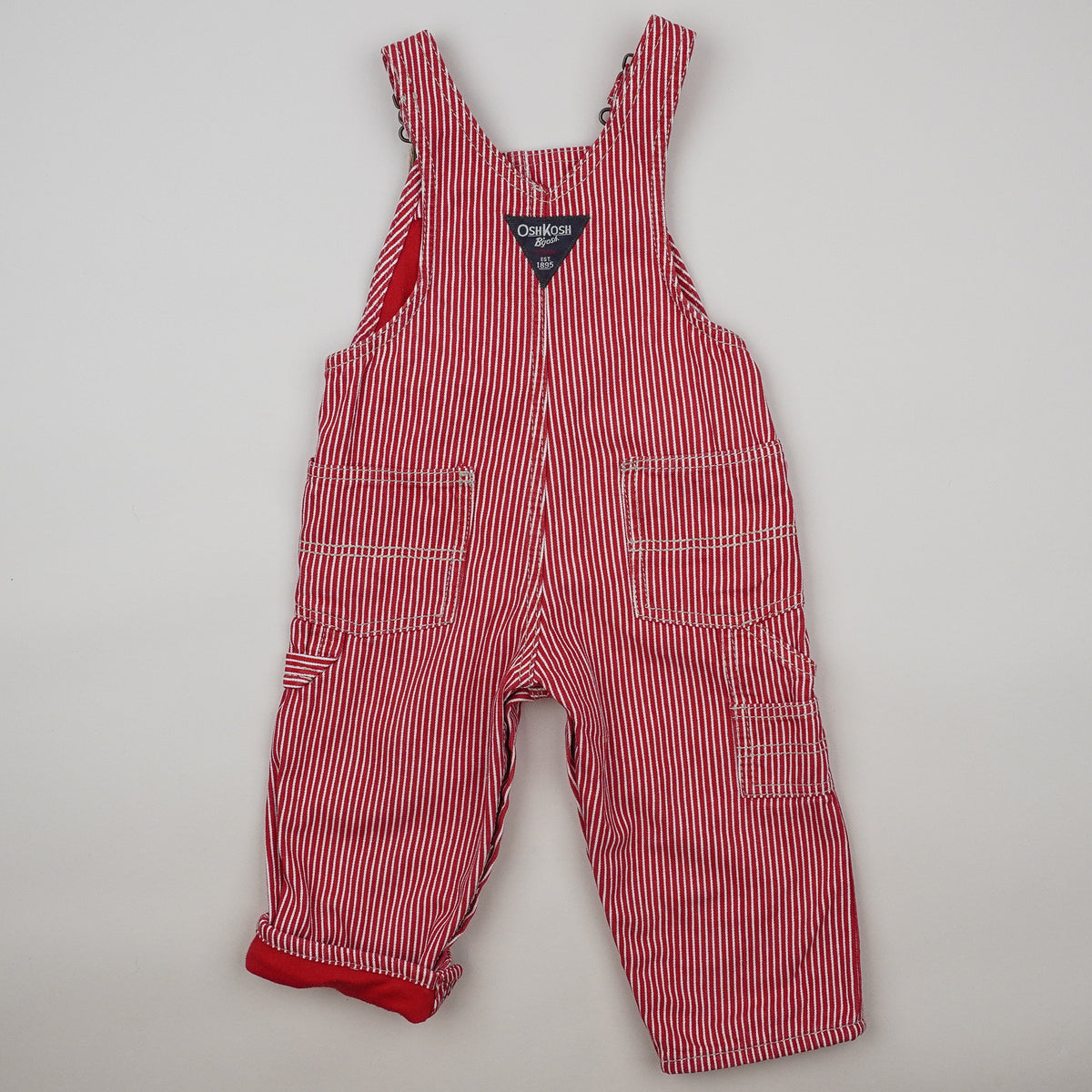 Red OshKosh Hickory Stripe Overalls