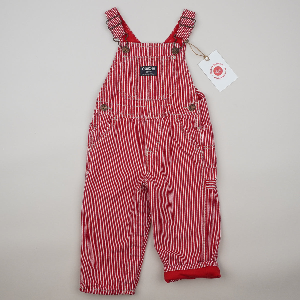 Red OshKosh Hickory Stripe Overalls
