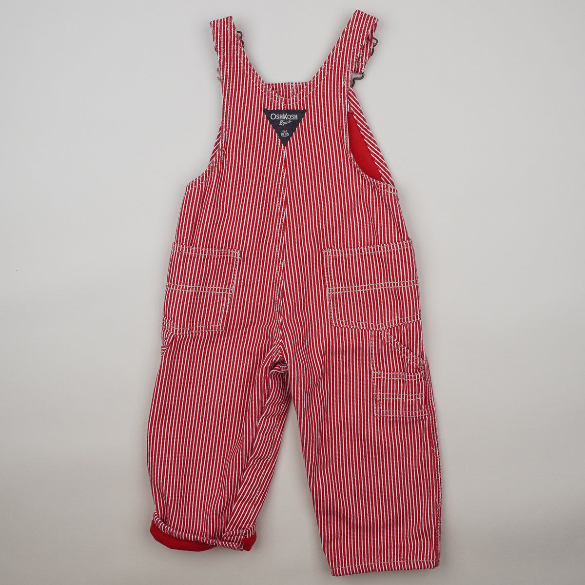Red OshKosh Hickory Stripe Overalls
