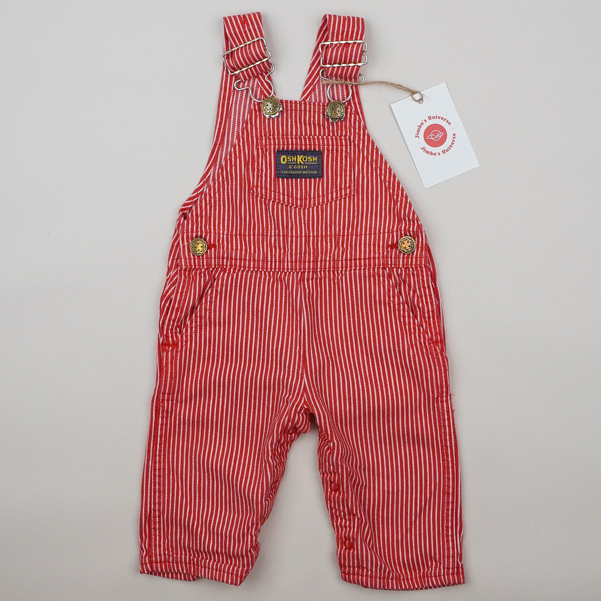 Red Vintage OshKosh Hickory Stripe Overalls