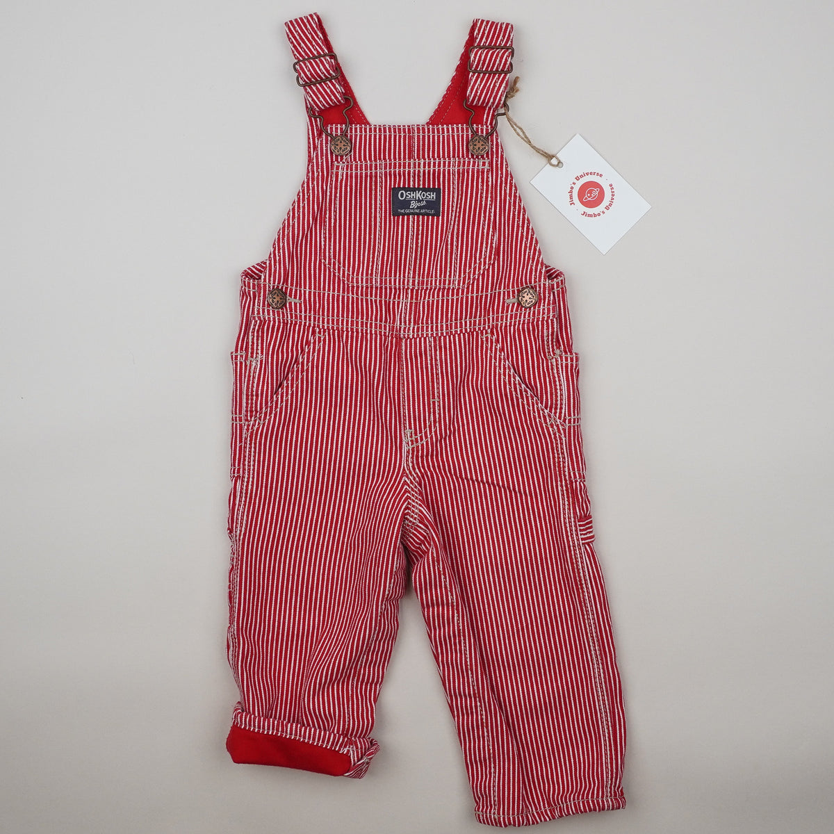Red OshKosh Hickory Stripe Overalls