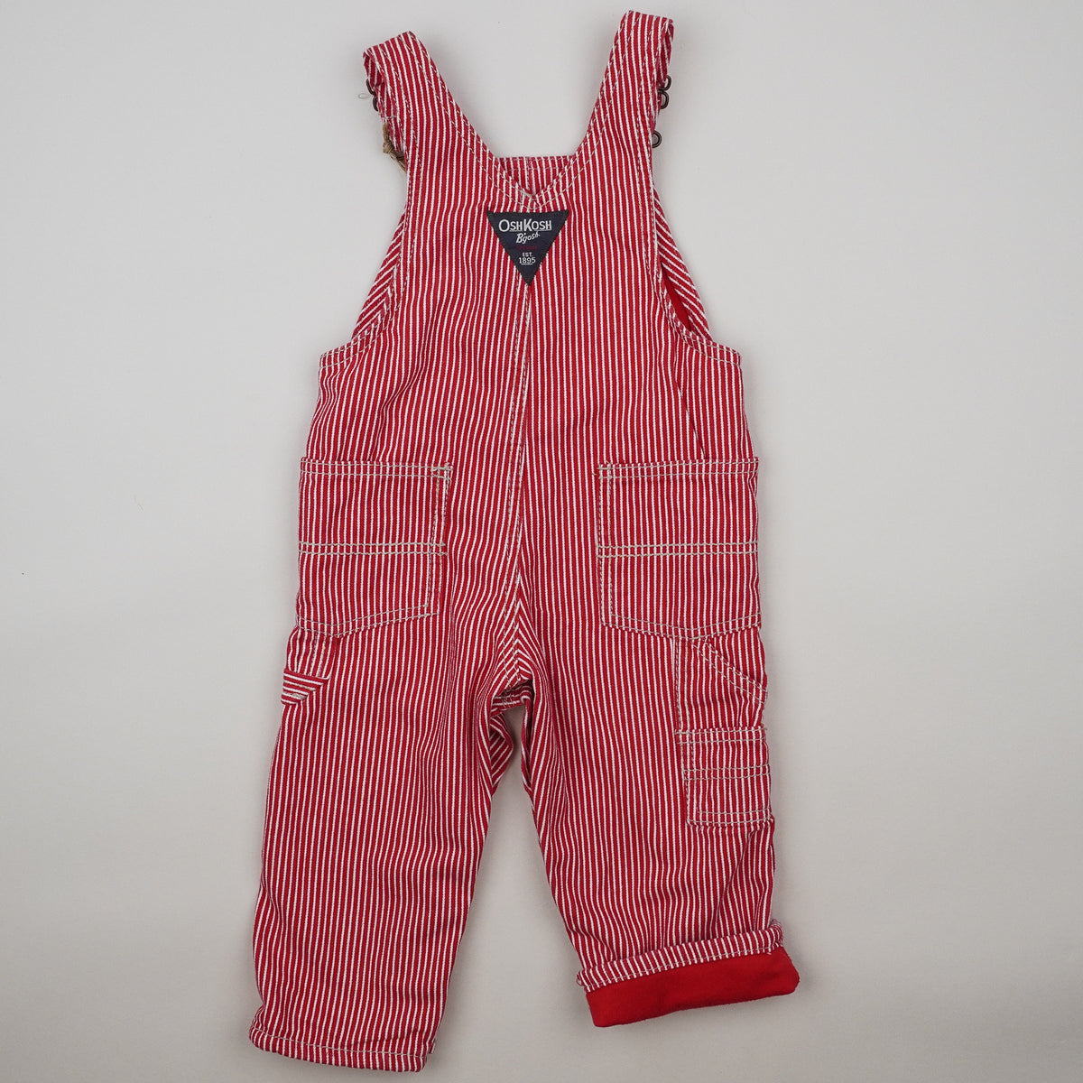 Red OshKosh Hickory Stripe Overalls