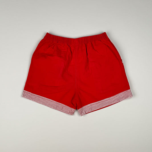 Short in red and white