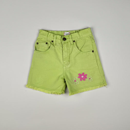 Denimshort in green and pink