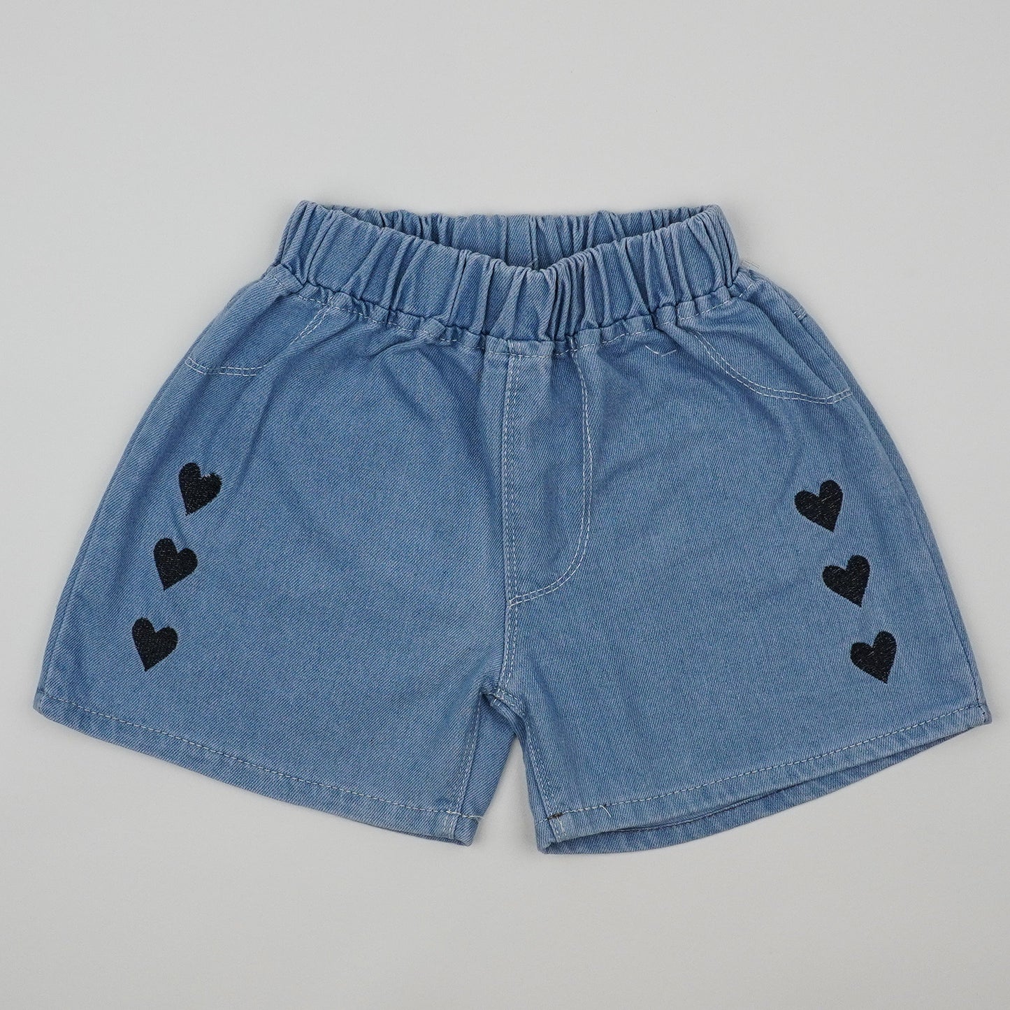 Vintage Shorts with Embroidered Hearts