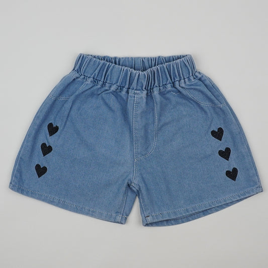 Vintage Shorts with Embroidered Hearts