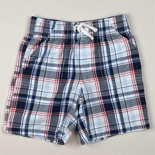 Short in blue, red and white