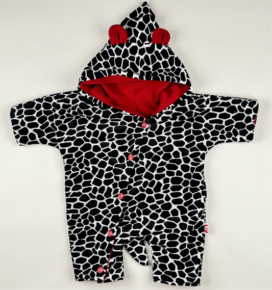 Jumpsuit in black, white and red