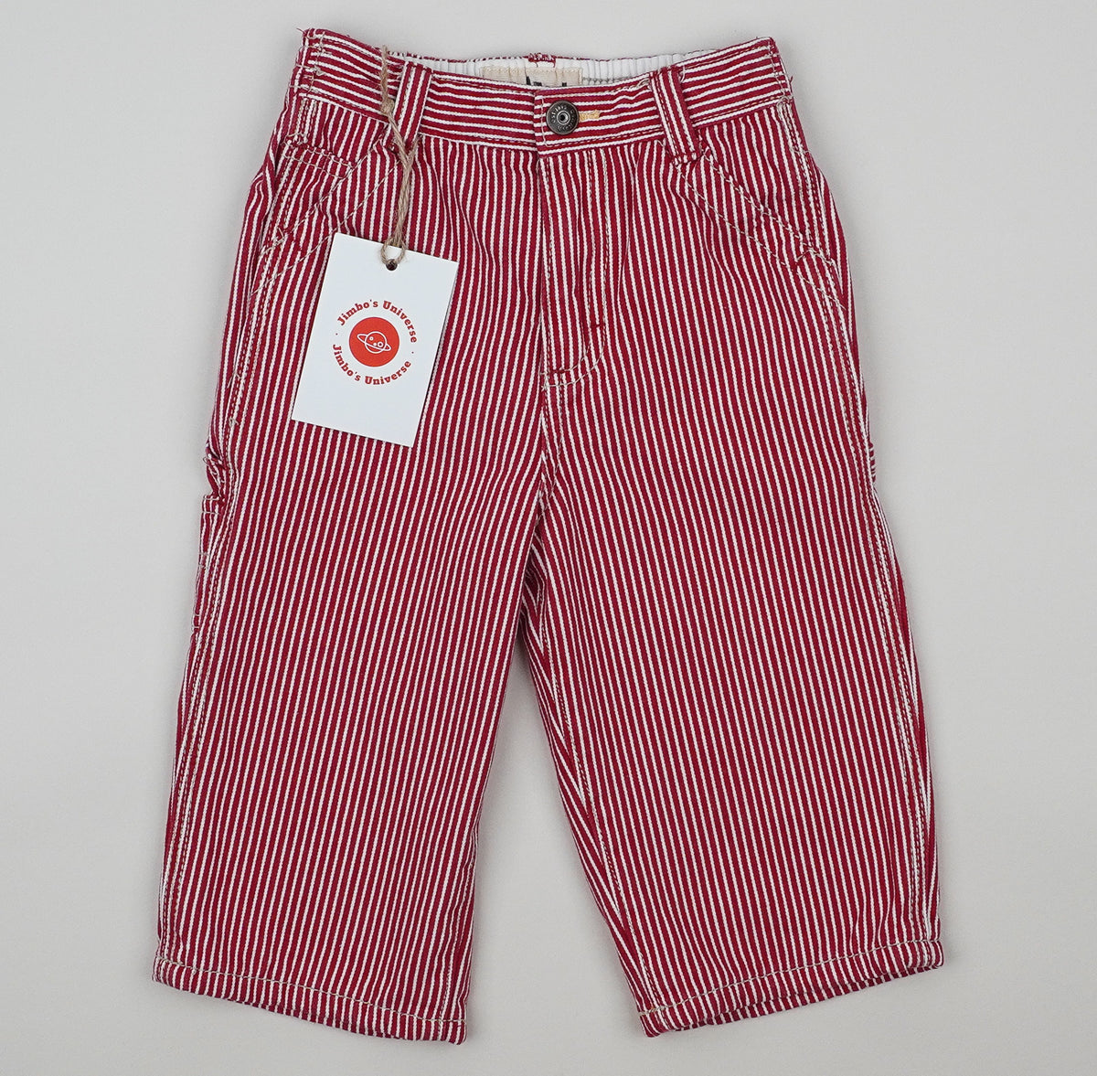 Red Vintage OshKosh Hickory Stripe Carpenter Pants