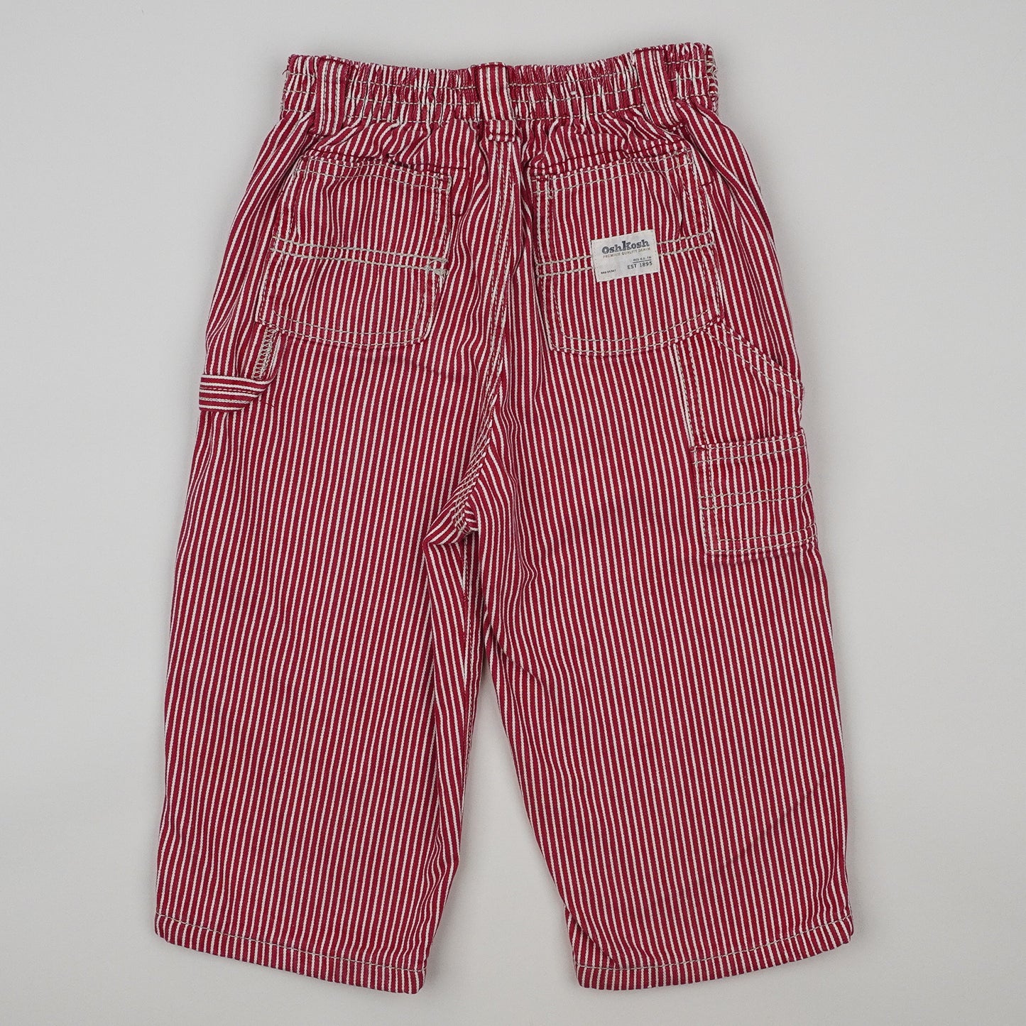 Red Vintage OshKosh Hickory Stripe Carpenter Jeans