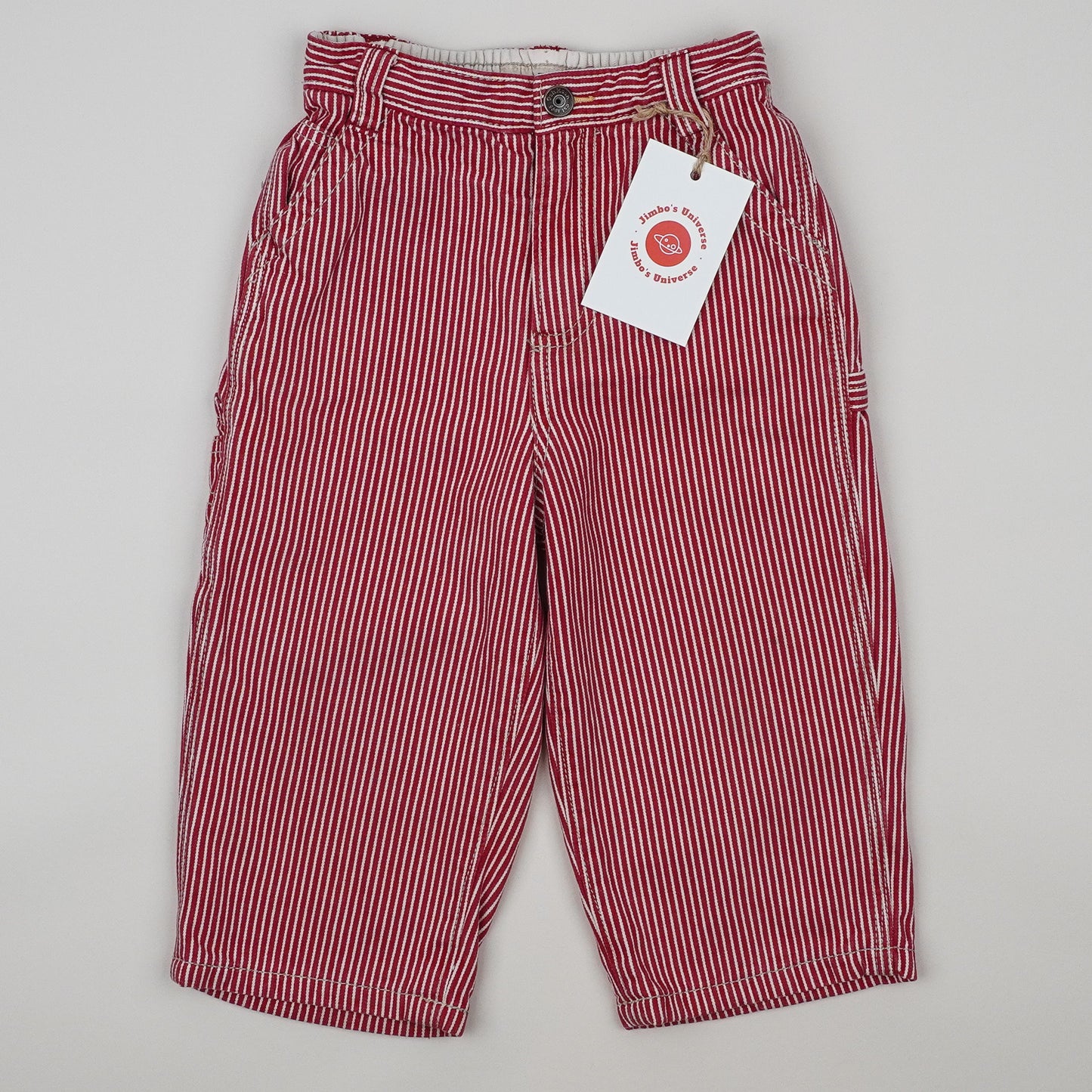 Red Vintage OshKosh Hickory Stripe Carpenter Jeans