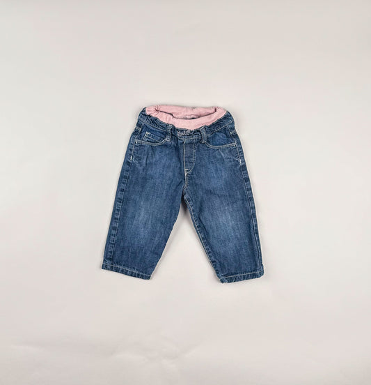 Jeans in blue and pink