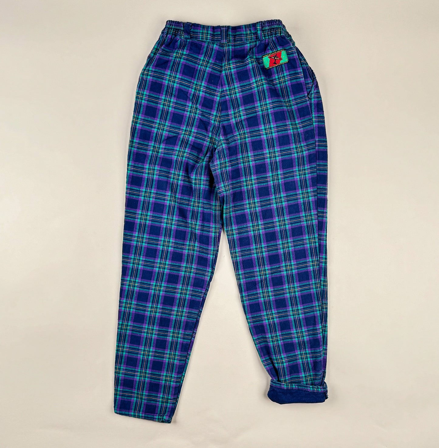 Lined Pants in blue, green and purple