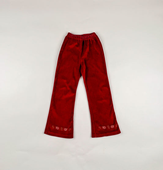 Velvet Pants in red and multi