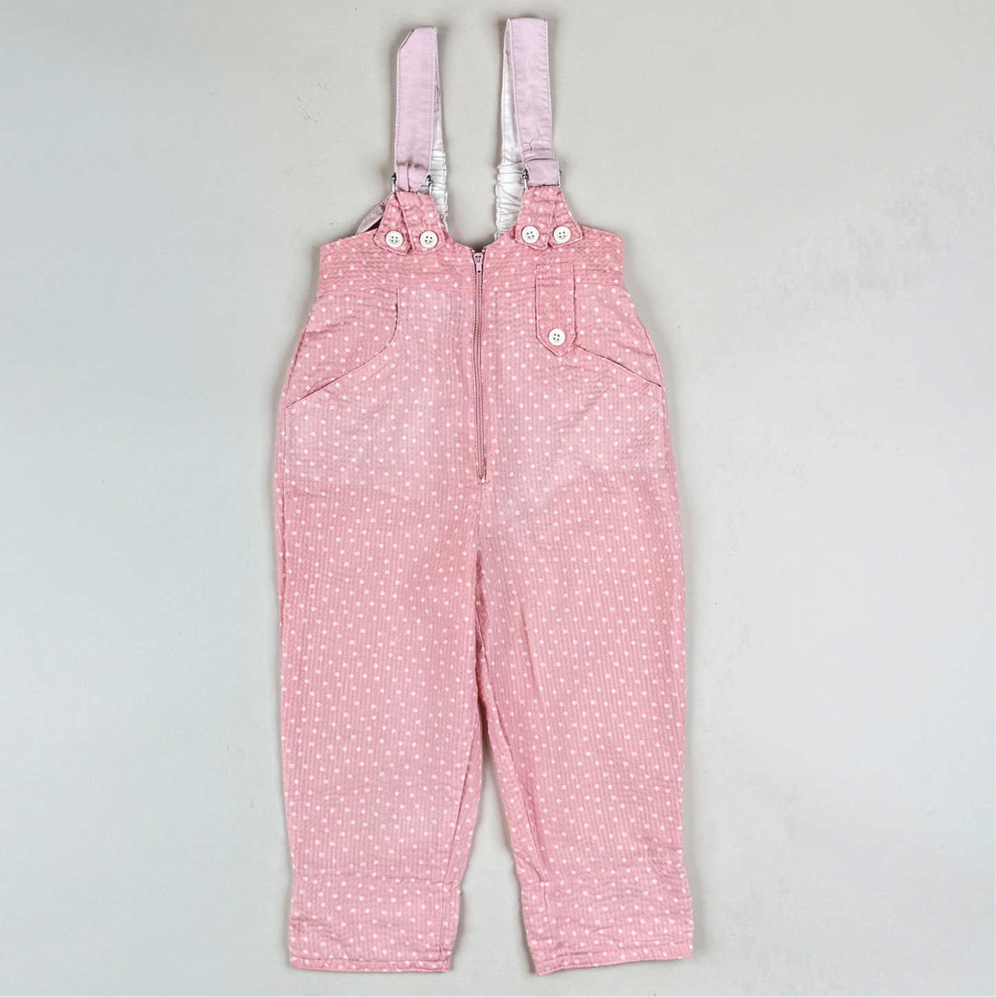 Overalls in pink and white