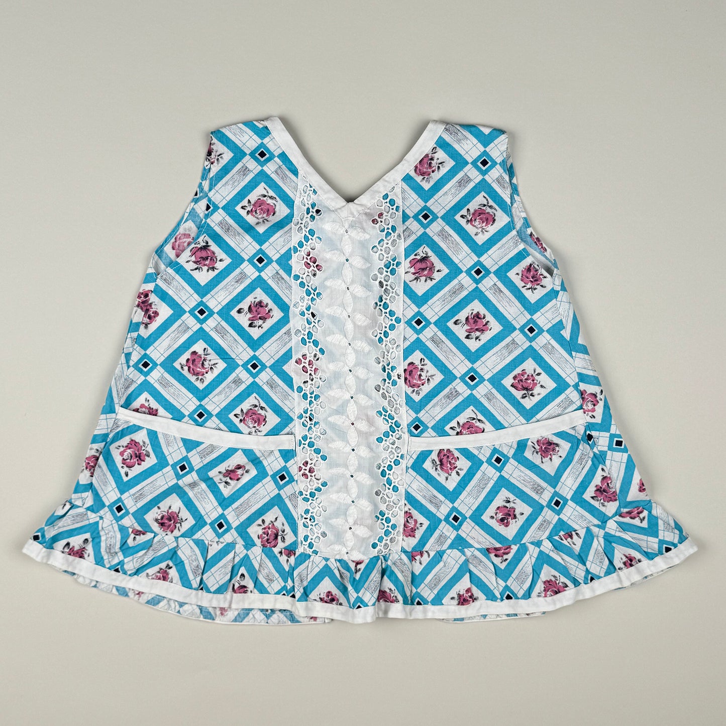 Top in blue and white
