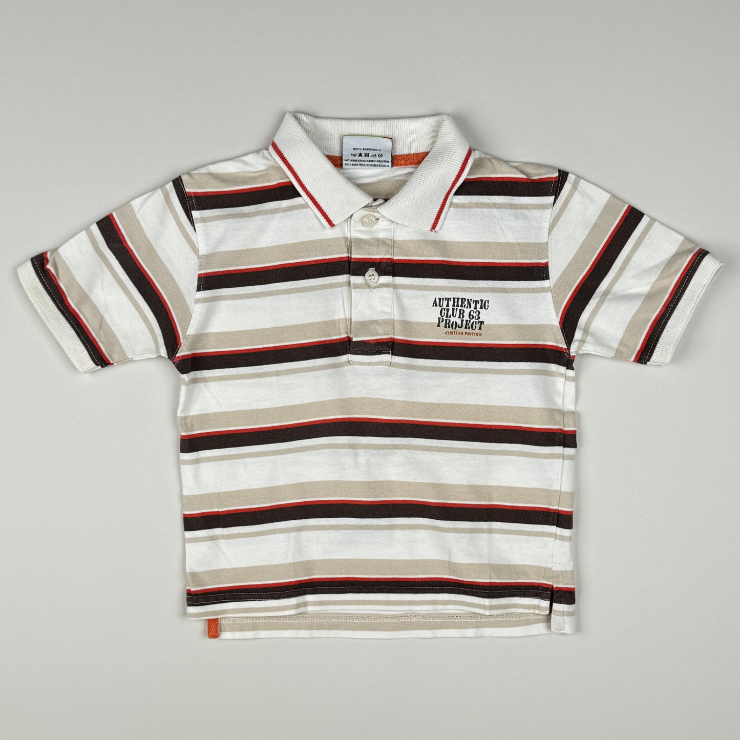 Short Sleeved Polo Shirt in white, beige, brown and orange