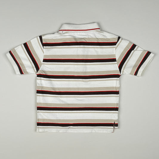 Short Sleeved Polo Shirt in white, beige, brown and orange