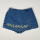 Vintage Denim Skort with Embroidery