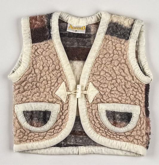 Wool Vest in beige, brown and grey
